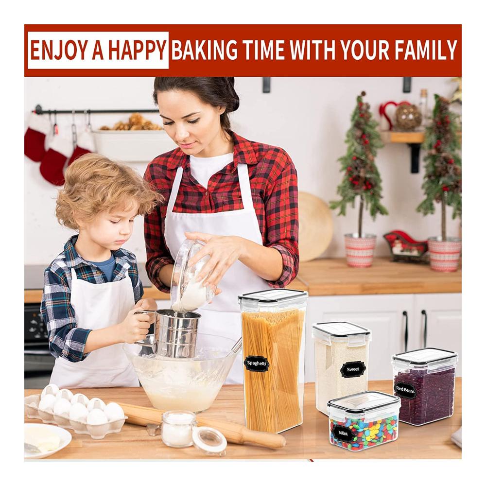 Organisieren Sie Ihre Küche mit KAHEIGN 24Pcs Vorratsdosen-Set Luftdichte BPA-freie Frischhaltedosen in 4 Größen. Durchsichtige Kunststoff-Aufbewahrungsboxen für Mehl Müsli und mehr. Cleveres Vorratsbehältersystem für eine ordentliche und frische Küche