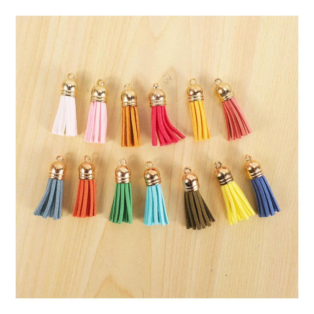 500 Stück Quasten Schlüsselbund Anhänger Set | Bunte LEDer Quasten für DIY Schlüsselbund in 50 Farben | Handgemachte Taschenanhänger für individuelle Gestaltung | Perfekt für Geschenke und Projekte
