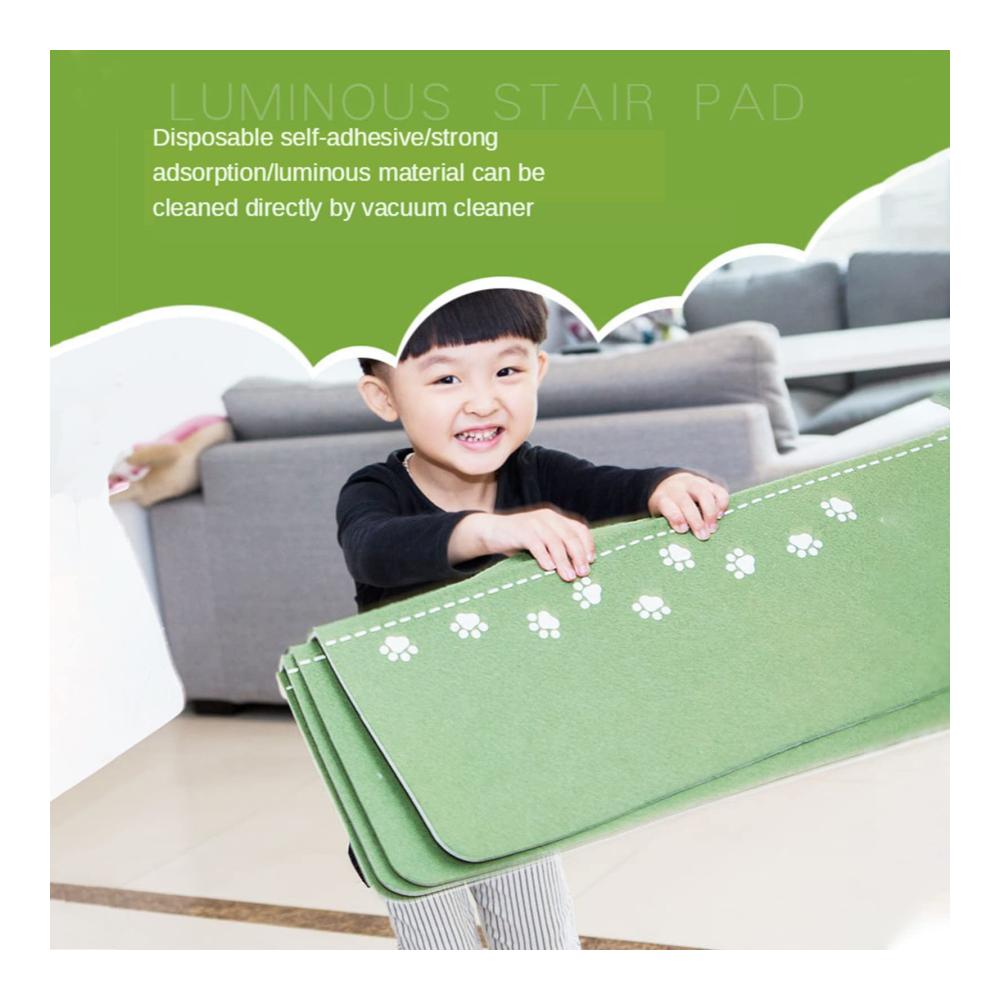 Leuchtende Stufenmatten 55 * 22cm 4.5cm | Waschbarer Treppenteppich | Rutschfeste Stufenschutz | Selbstklebende Treppenmatten | Idealer Schutz für Kinder Älteste & Haustiere | Innenbereich