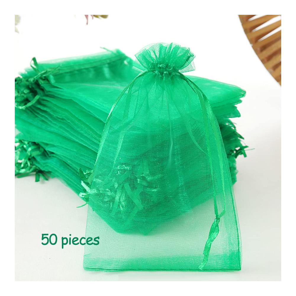 50 Stück Verpackungsbeutel Organza für Geschenke Schmuck und Obst – Grün 20x30cm