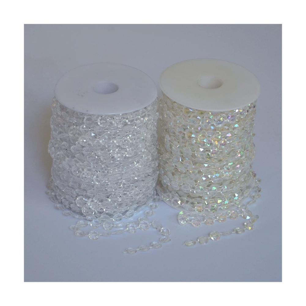 Exquisite Borten mit Beads 10m Kristallperlen Vorhang irisierende Acrylperlen Hochzeitsdekor Strass Girlande - AB Colors 10m