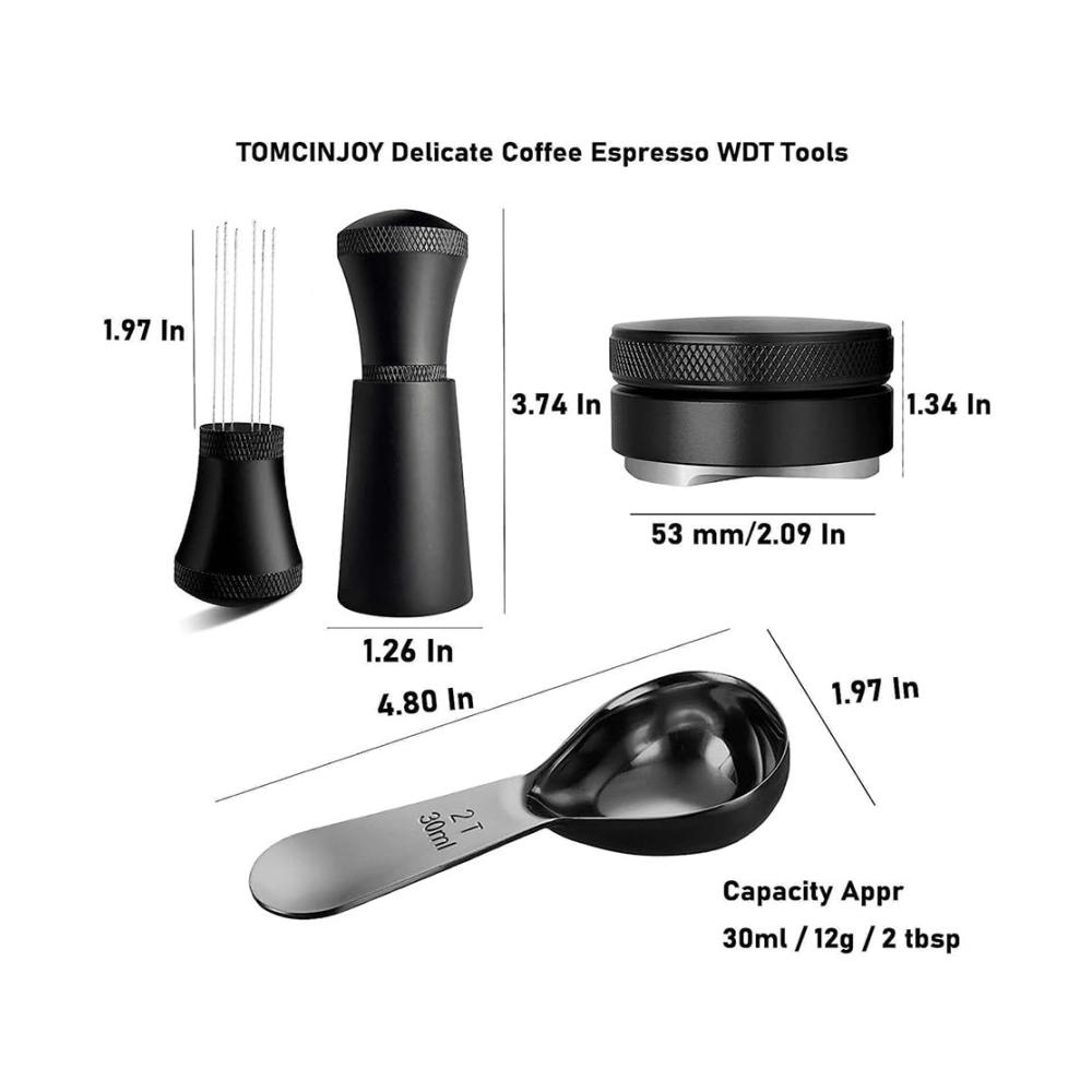 „Präzisionsgefertigter 53 mm 304 Edelstahl-Doppelkopf-Tamper optimiert für perfekte Espresso-Extraktionen - perfekt abgewinkeltes und glattes Basisdesign für maximale K