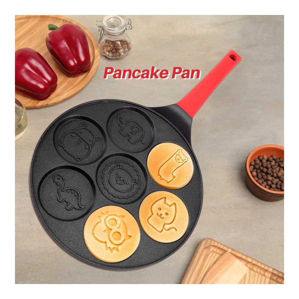 Crepe-Pfannen Pfannkuchenhersteller Antihaft-Mini-Crepe-Maker Pfanne mit 7 Formen inkl. Silikon für perfekte Pfannkuchen! Schwarzes Tier-Design. Entdecken Sie die Leichtigkeit des Crepe-Machens