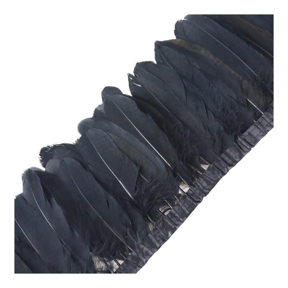Entdecken Sie kreative Vielfalt mit unserer 2m langen Feder Fringe Trim Borte! Perfekte Federborte mit Satinband für Bastelprojekte Kostüme und Dekorationen. Schwarzer Federbesatz mit flauschigen Gänsefedern - ideal zum Nähen und Verzieren. Erwecken Sie Ihre Designs mit luxuriösen Federfransen zum Leben