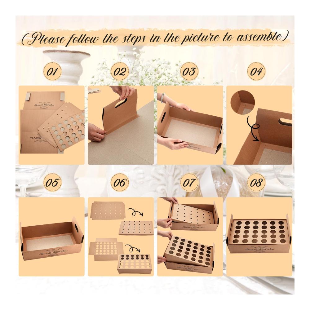 Konfetti Hochzeit Deko Set 60 Papier Kegel 2 Halter 4 Blütenblätter-Tüten 2 Seilrollen & 60 Aufkleber. Perfekt für Gäste! Machen Sie Ihre Feier unvergesslich