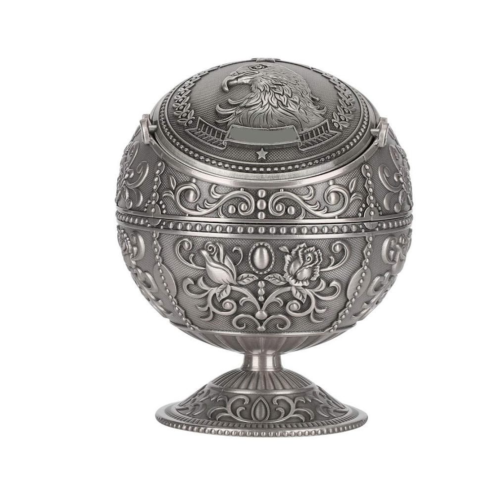 Exklusiver Globus Aschenbecher aus Zinklegierung | Vintage Design mit innovativem Winddicht-Deckel | Stilvolles Kunsthandwerk für Heimdekoration | Perfektes Accessoire