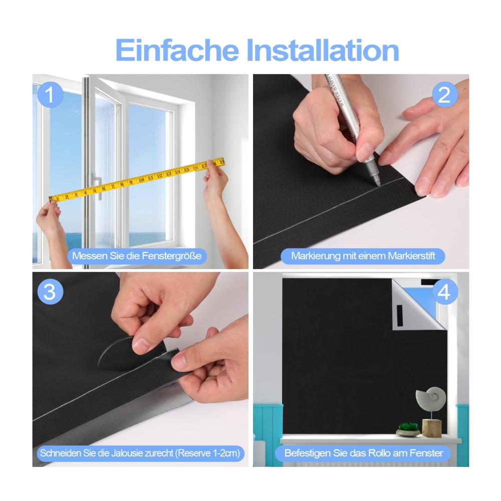 Verdunkelungsrollo 300x145cm - Spuppy Seitenzug- & Springrollos für 100% Dunkelheit | Einfache Montage ohne Bohren | Rollos & Jalousien für Schlafzimmer | Temporäre Verdunkelungsvorhänge ideal für unterwegs