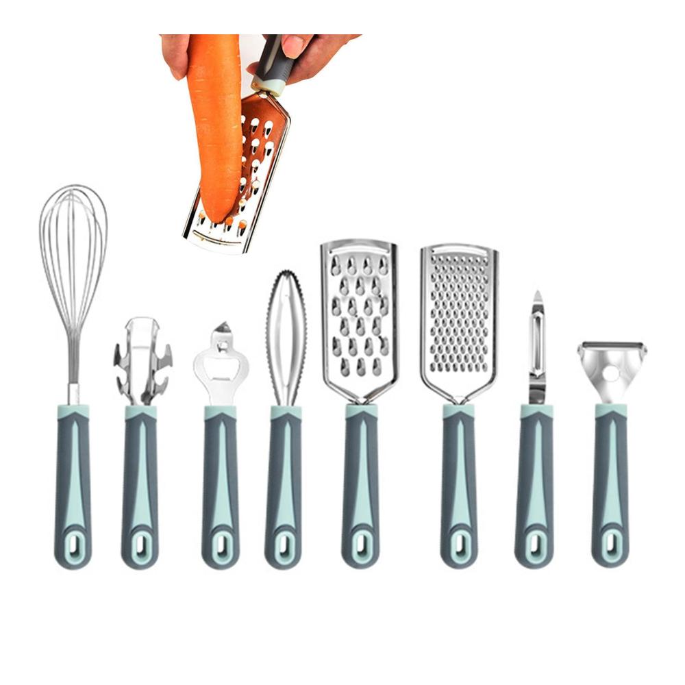 Küchenutensilien-Set | 8-teilig - Pfannenwender Löffel Spachtel & mehr - Rutschfeste Griffe - Praktisches Kochwerkzeug für jeden Anlass - Ideal als Küchengeschenk