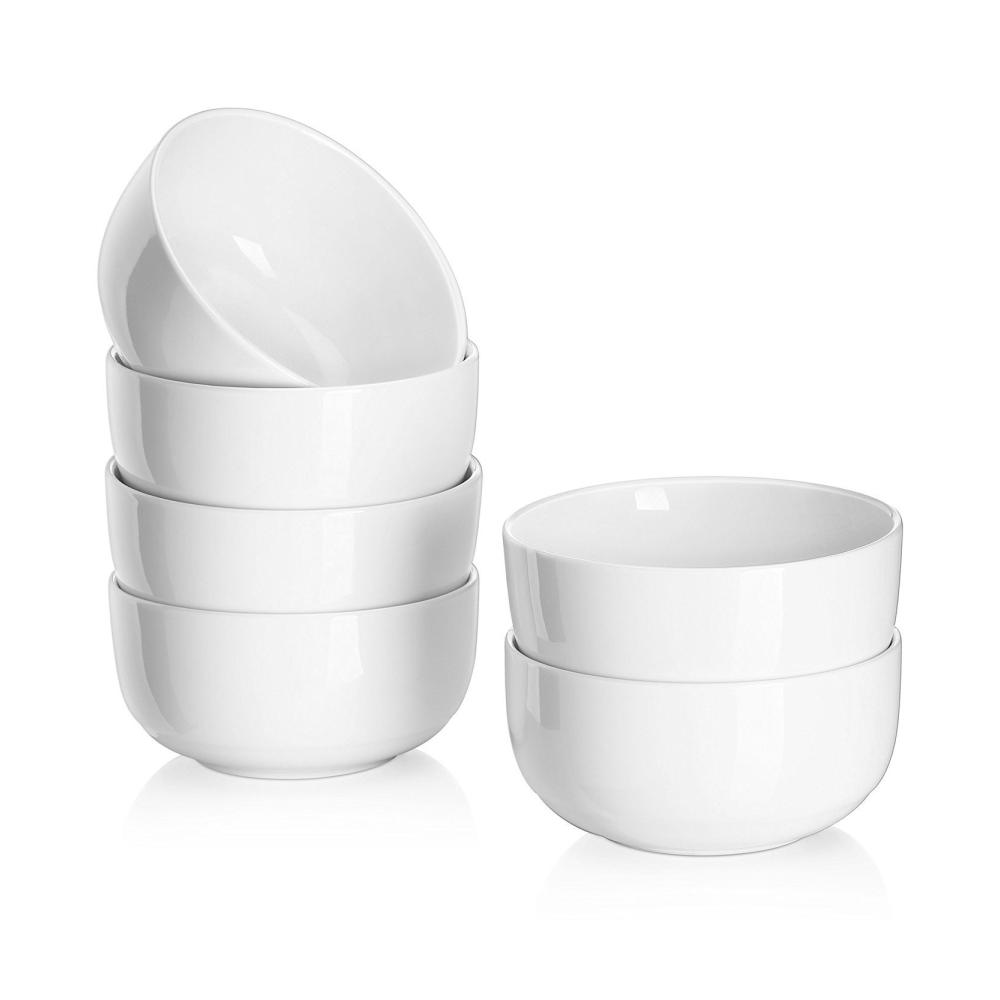 Entdecken Sie den Genuss mit unserem Dessertschalen 6er Set - Weiße Keramikschalen (300ml Φ10.5cm). Perfekt für Müsli Eiscreme Reis und mehr! Stilvolles Design mikrowellengeeignet - Ein ideales Geschenk für Genießer