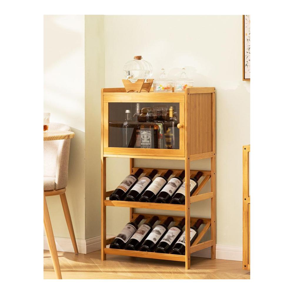 Entdecken Sie Eleganz Holz Weinregal für 28 Flaschen - Freistehendes Bodenweinaufbewahrungsregal für Küche Esszimmer Wohnzimmer Speisekammer Keller - Stilvolles Bodenbar-Ausstellungsregal (Farbe