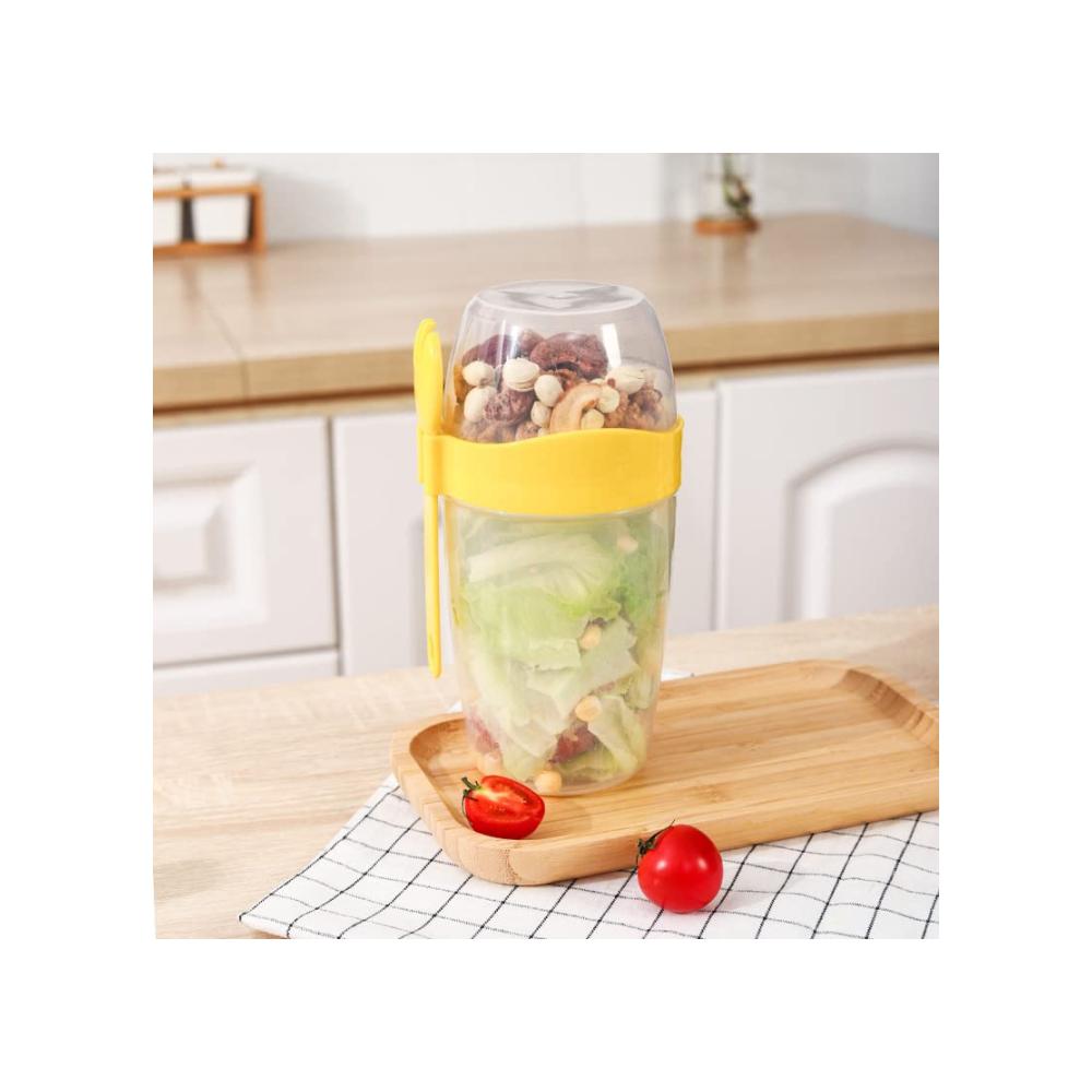 Praktische Müslidosen To Go 2er Set mit Löffel & Deckel | Groß & handlich für Müsli Joghurt Salat | 870ml Frühstücksbehälter | Perfekt für unterwegs