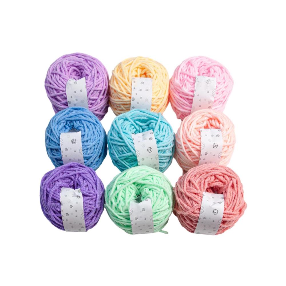 Häkel- & Strickgarn Milchbaumwolle 9 Farben x 40 g - Ideales Häkelgarn für Anfänger und Experten - Perfekt für Pullover Decken und mehr - Inklusive Haken und Anleitungen