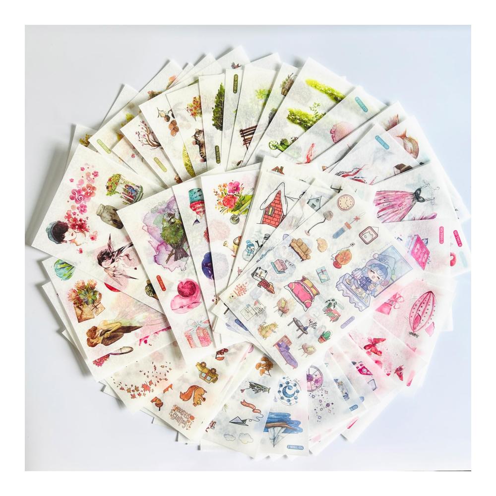 Entdecke die Magie des Scrapbookings mit unseren 48 Blättern Rub Ons Washi und Vintage Stickern! Perfekt für DIY Handbücher Tagebücher und Fotoalben von Erwachsenen