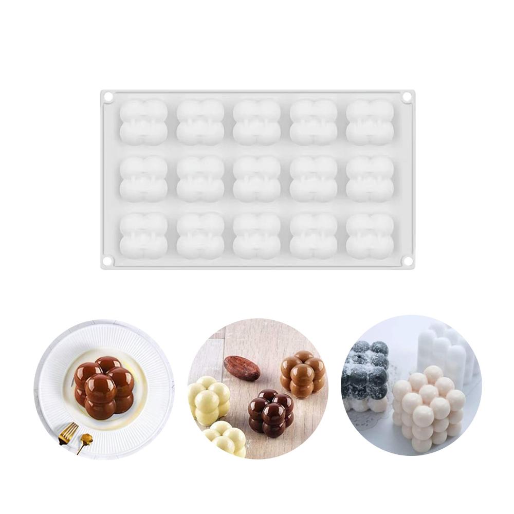 Schokoladenformen Set 3D Kerzen Silikonform für Süßigkeitenherstellung - DIY Candle Mold für Muffins Cupcakes Desserts Kuchen Pudding Eiswürfel Gelees - 15-Loch-Design