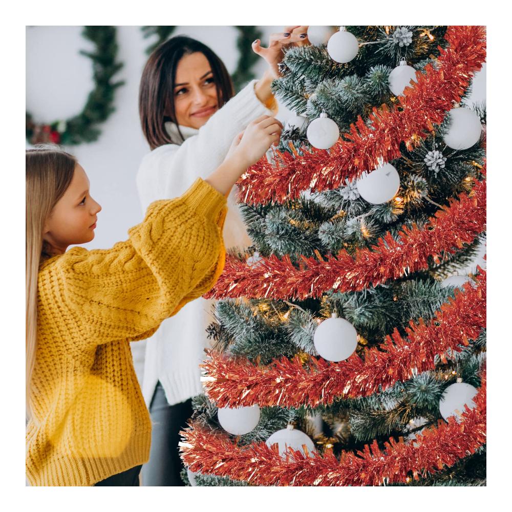 Verschönern Sie Ihr Fest mit unserer 12M Metallisch Glänzenden Weihnachtsbaum Girlande – Elegante Roségold Girlande für Innen- und Außendeko. Perfekte Hängedeko für Ihre Weihnachtsfeier