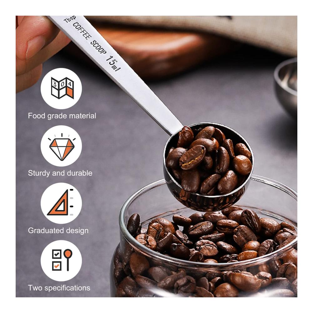 Premium Edelstahl Messlöffel Set - Präzise Dosierung Langer Griff - 2-teiliges Küchenhelfer Set für Perfekte Messungen von 15ml und 30ml - Kochzubehör für Präzises Backen und Kochen