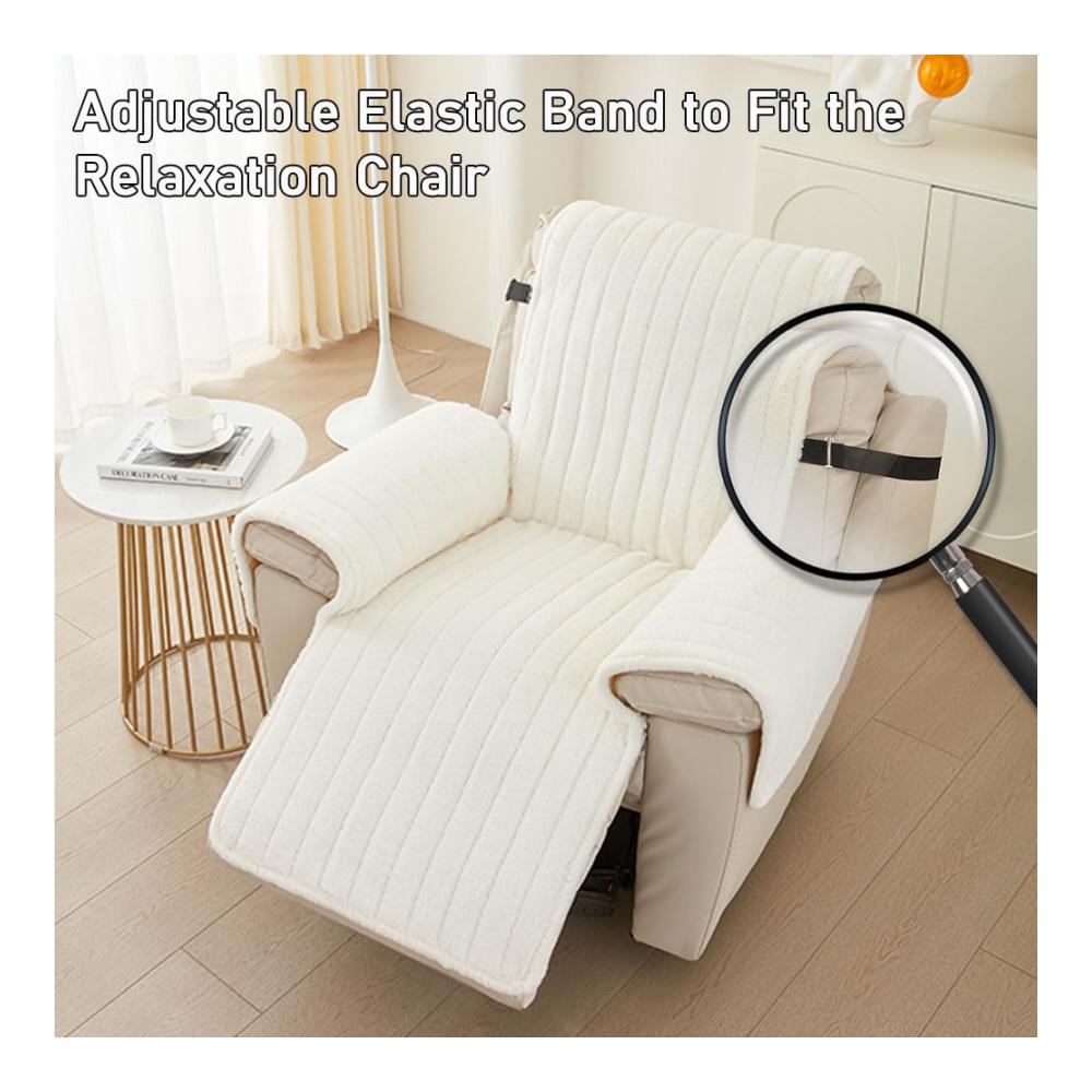 Premium Sesselüberwürfe Elegante Hussen & Auflagen für Relaxsessel Fernsehsessel & Ruhesessel. Weiche Kunstkaninchenfell-Bezüge bieten Universal-Schutz. Stilvoller Lehnenschutz & Plüsch-Sesselbezug (55x200cm Beige