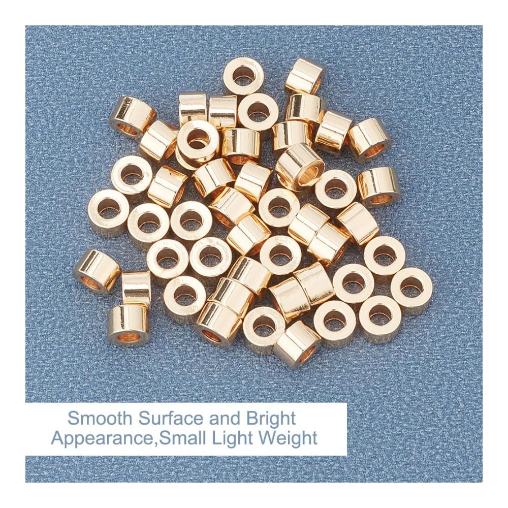 Arricraft 50 Stück Goldene Messing-Rondelle-Röhrenperlen | 3 mm Großes Loch | Metallperlen & Charms für Schmuckherstellung | Armband & Halskette Zubehör