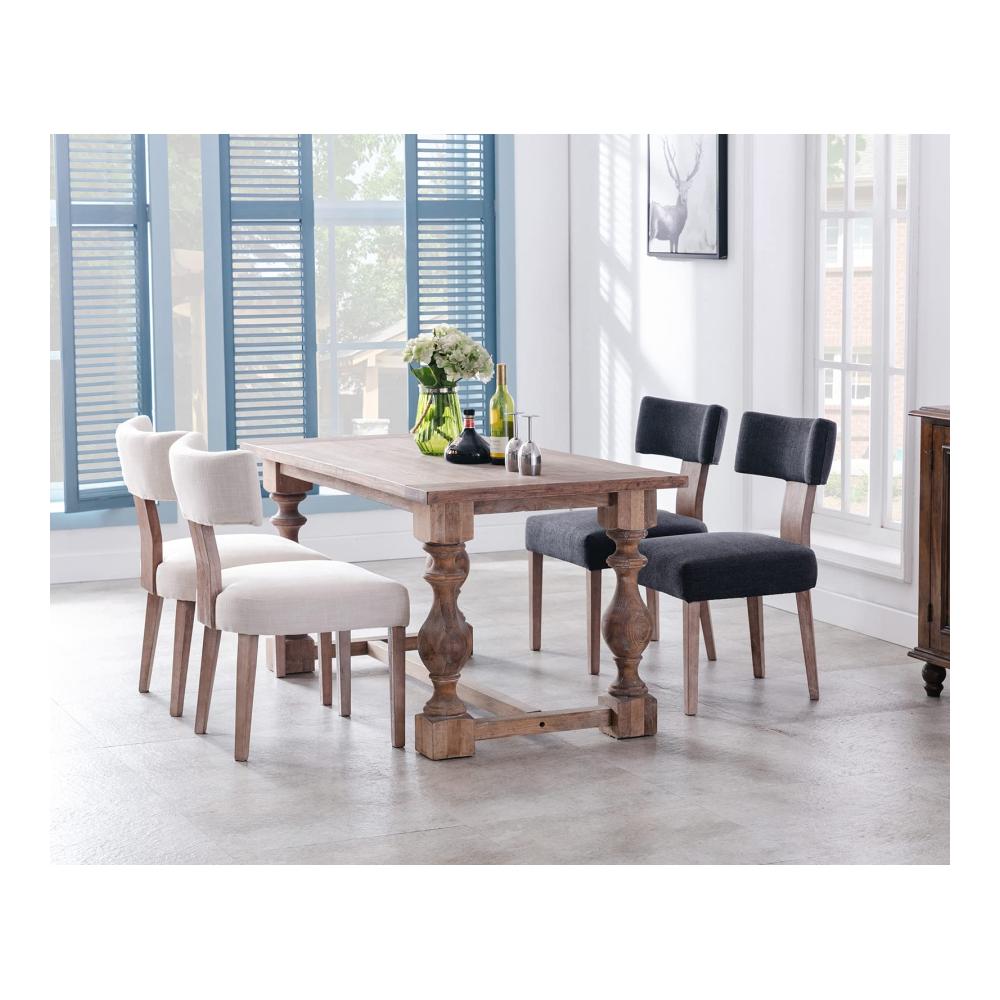 Entdecken Sie den Charme des Esszimmers - 4er Set Vintage Esszimmerstühle | Bequeme Leinenpolsterung | Stilvolle Holzbeine | Ideal für Esszimmer Küche und Wohnzimmer | Klass