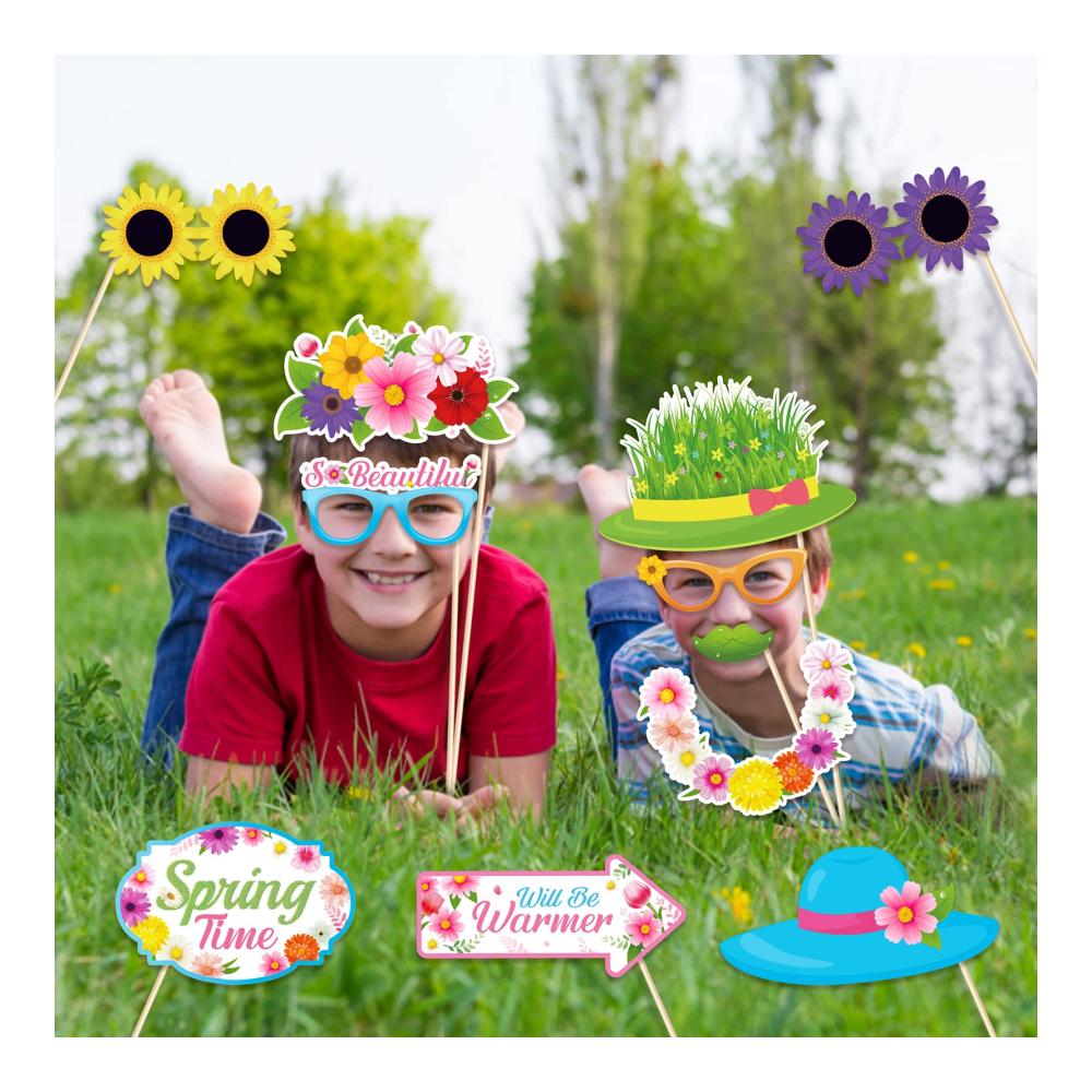 Partyfotoautomat Zubehör 25-teiliges Frühlings-Selfie-Set mit Schmetterlingen und Blumen – Ideal für Ostern Geburtstage und Baby Showers – DIY Fotobox Requisiten für unvergess