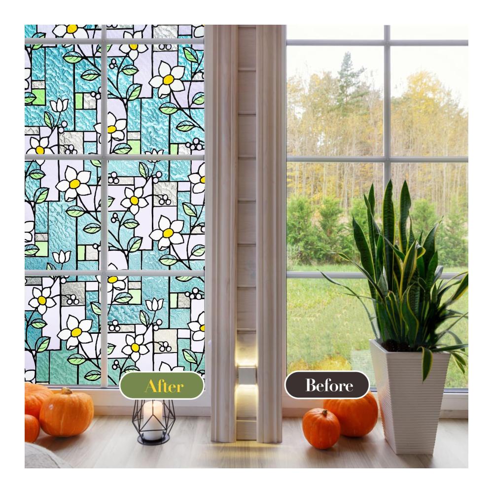 Fensterfolie Blickdicht Sichtschutz 3D Lilienmuster 44.5x200cm - Hochwertige Dekorfolie für Privatsphäre und Stil - Einfache Anwendung und Langlebigkeit