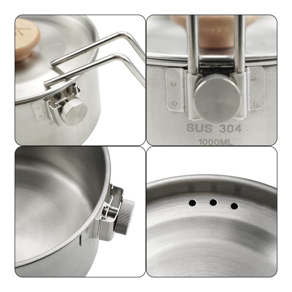 Stielkasserolle Kochtopf 1L Edelstahl Milchtopf mit Deckel und Dampfloch | Schnellkochtopf für Nudeln | Abnehmbarer Griff | Für alle Herdarten | Praktischer Wasserkocher
