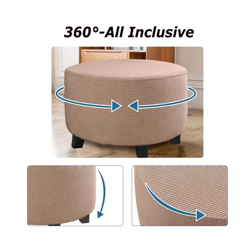 Premium Sitzauflagen Set 2er Pack weich & elastisch | Rutschfeste Ottomanenbezüge waschbar | Schützen Sie Ihren Fußhocker stilvoll im Wohnzimmer | Grau 75–82 cm