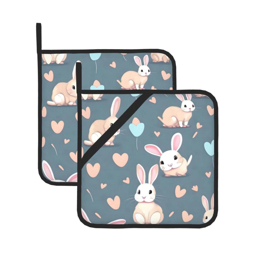 Entdecken Sie Komfort und Stil 2er-Set Quadratische Topflappen mit Cartoon-Hasenmotiv - 203 x 203 cm. Dick langlebig verbrühungssicher und leicht zu reinigen. Perfekter Schutz für Ihre Hände in der Küche! Ideales Geschenk für Kochliebhaber