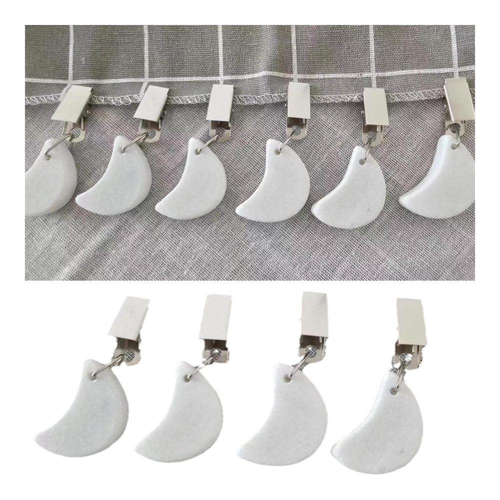 Entdecken Sie Eleganz 8 Stück Marmor-Weiß-Mond Vorhangringe mit Clipper - Perfekte Picknick-Tischdecken-Clips für Draußen - Große Tischdeckenhalter & Tischabdeckungs-Clips für stilvolle Anlässe