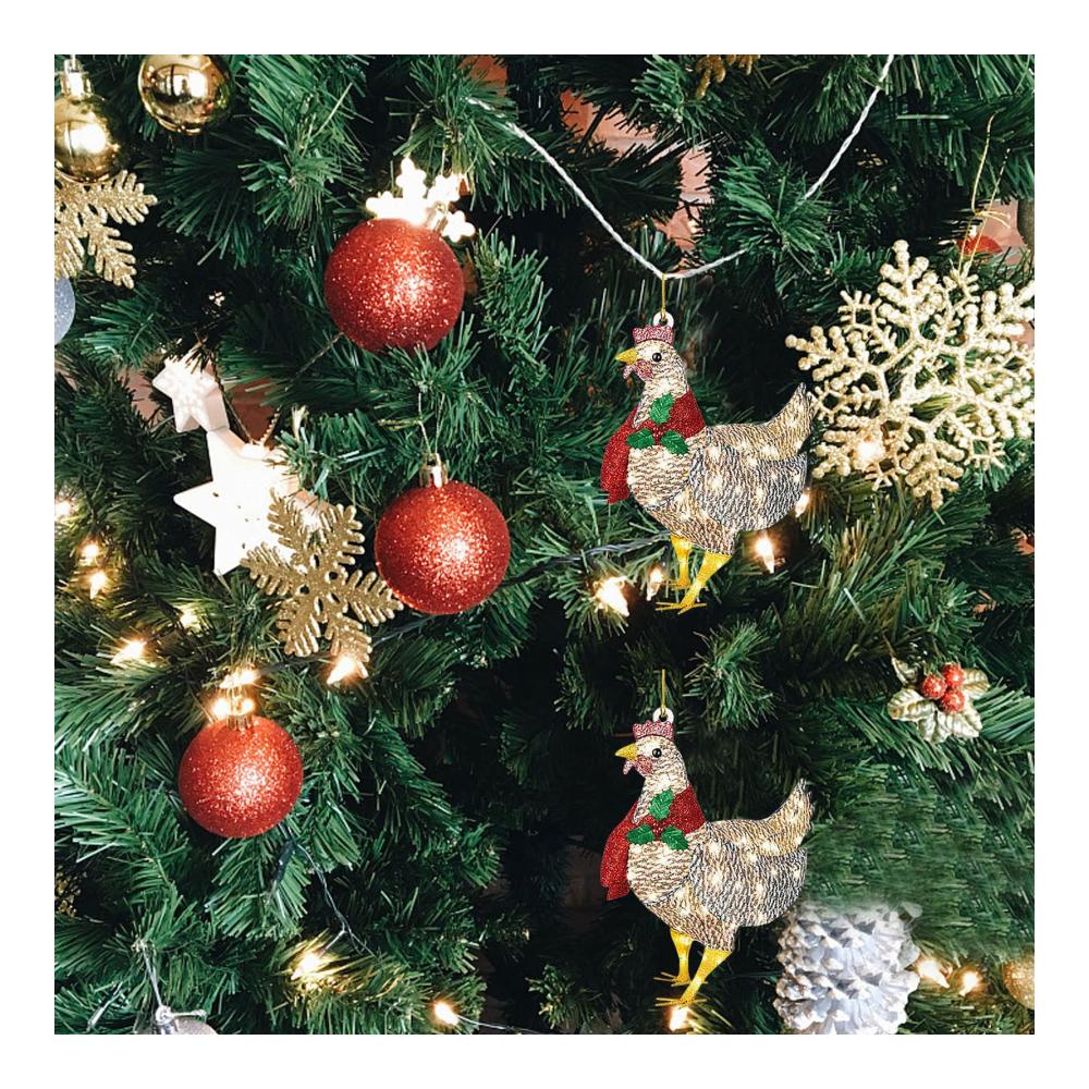 Spitzen 4 Stück Weihnachtsdekorationen Leuchtendes Huhn mit Schal für festliche Feiertage! Perfekte Ergänzung für Ihren Weihnachtsbaum und Erntedankfest