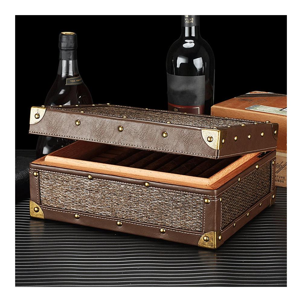 Hochwertiger Zigarren Humidor aus Zedernholz | Luftbefeuchter & Hygrometer | Tragbare Desktop-Aufbewahrungsbox für Reisen | Ideales Geschenk für Zigarrenliebhaber
