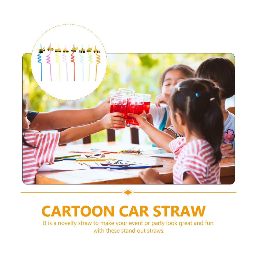 Party-Spaß 100 Strohhalme für Kinder mit Cartoon-Autos! Umweltfreundlich & BPA-frei. Perfekt für Geburtstage & andere Feiern