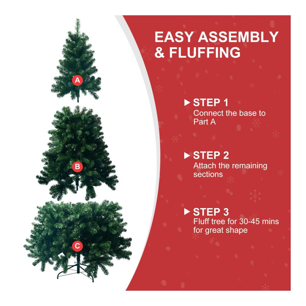 Erleben Sie festliche Magie 6FT Künstlicher Weihnachtsbaum mit 820 Zweigspitzen aus hochwertigem PVC. Perfekte Weihnachtsdekoration und Halloween-Highlight mit stabilem Metallständer für stressfreie Feierlichkeiten! Schaffen Sie zeitlose Erinnerungen