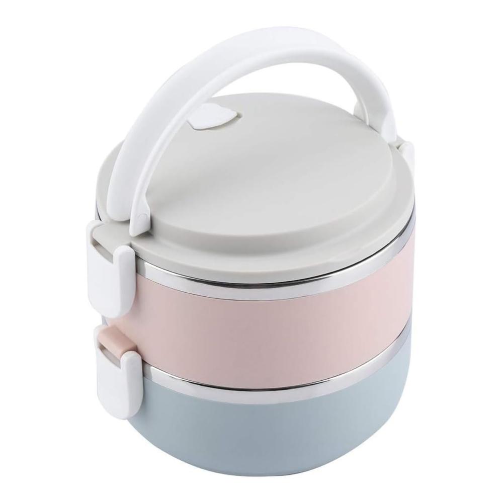 Genießen Sie unterwegs frische Mahlzeiten Edelstahl-Thermobehälter - Tragbare Bento-Boxen mit Griffen auslaufsicher und umweltfreundlich - 2100 ml Kapazität - Drei Schichten