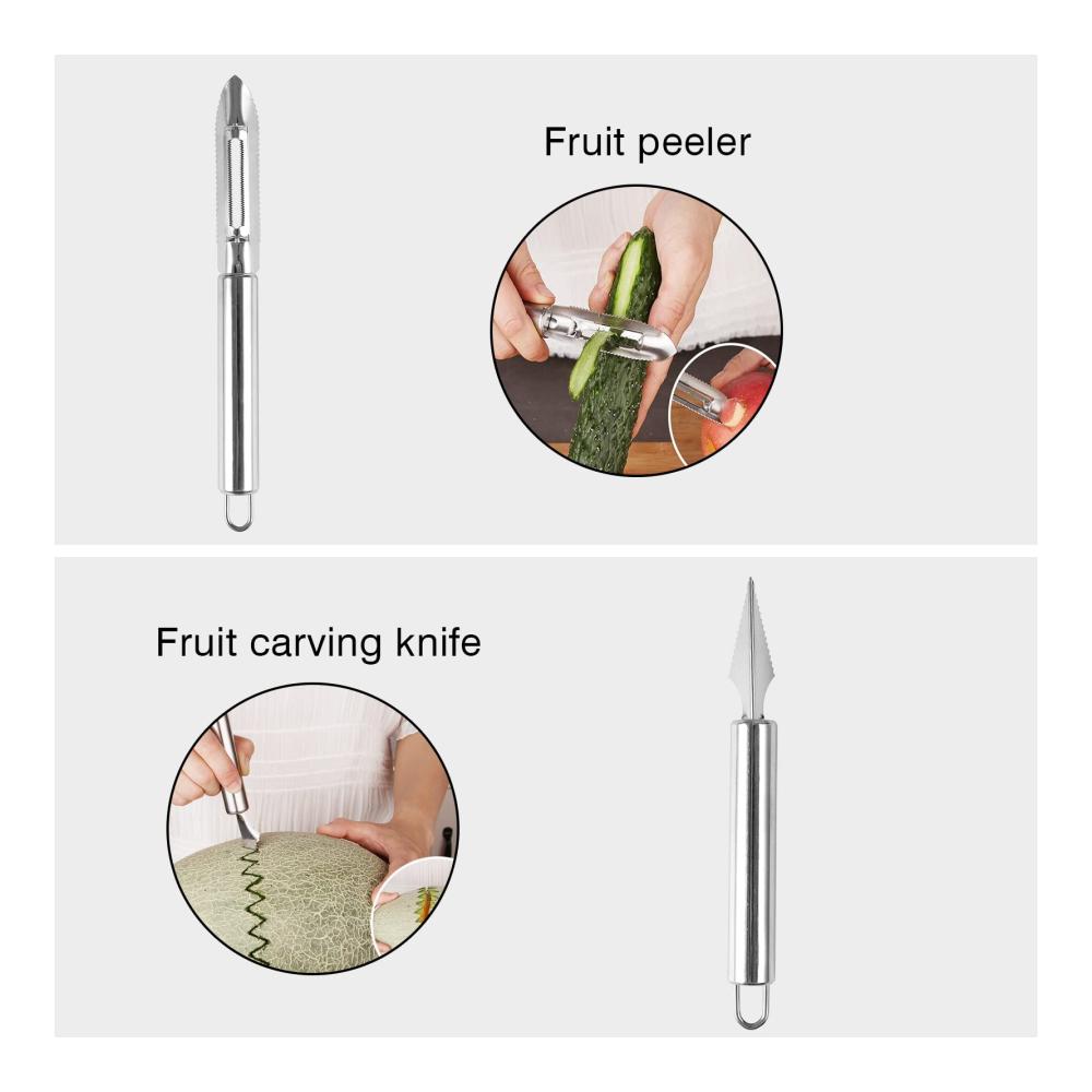 Premium Obstschneider & Schäler aus hochwertigem Edelstahl – Müheloses Schneiden und Schälen für perfekte Fruchthappen! Präzise langlebig und rostfrei – Die ideale Küchenlösung