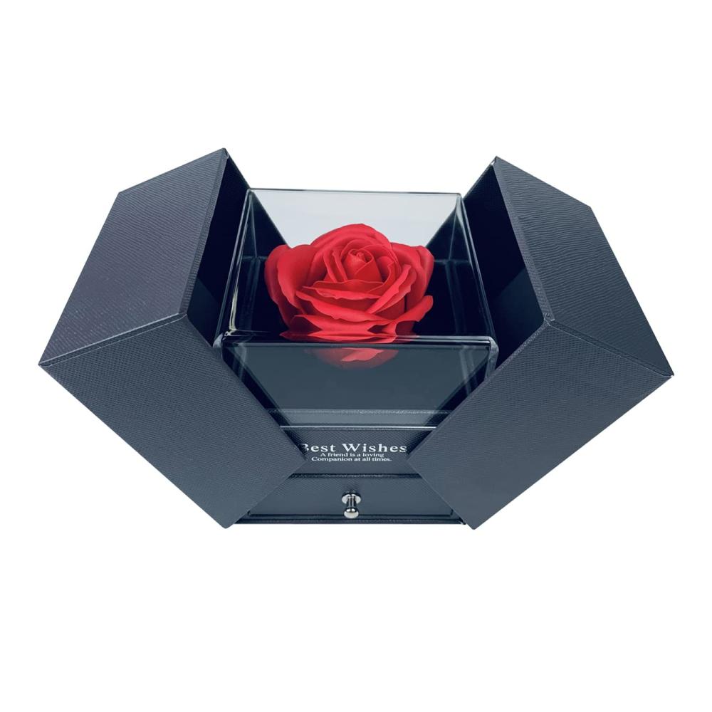 Handgemachte konservierte Rosen-Geschenkbox für Muttertag mit ewiger Seife Rose und Liebe-Sie-Halskette. Überraschen Sie Mama mit Liebe in 100 Sprachen