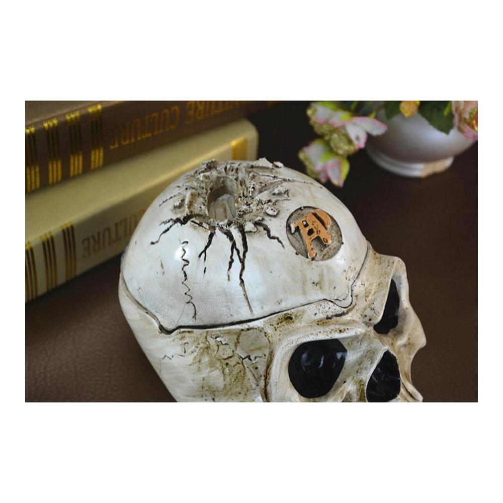 Aschenbecher Deluxe Gruseliger Menschlicher Totenkopf-Aschenbecher mit Deckel für Büro Ornament Heimdekoration - Einzigartige Skelett Figuren Aschenbecher - Ideales Geschenk für Raucher und stilvolle Heimdekoration