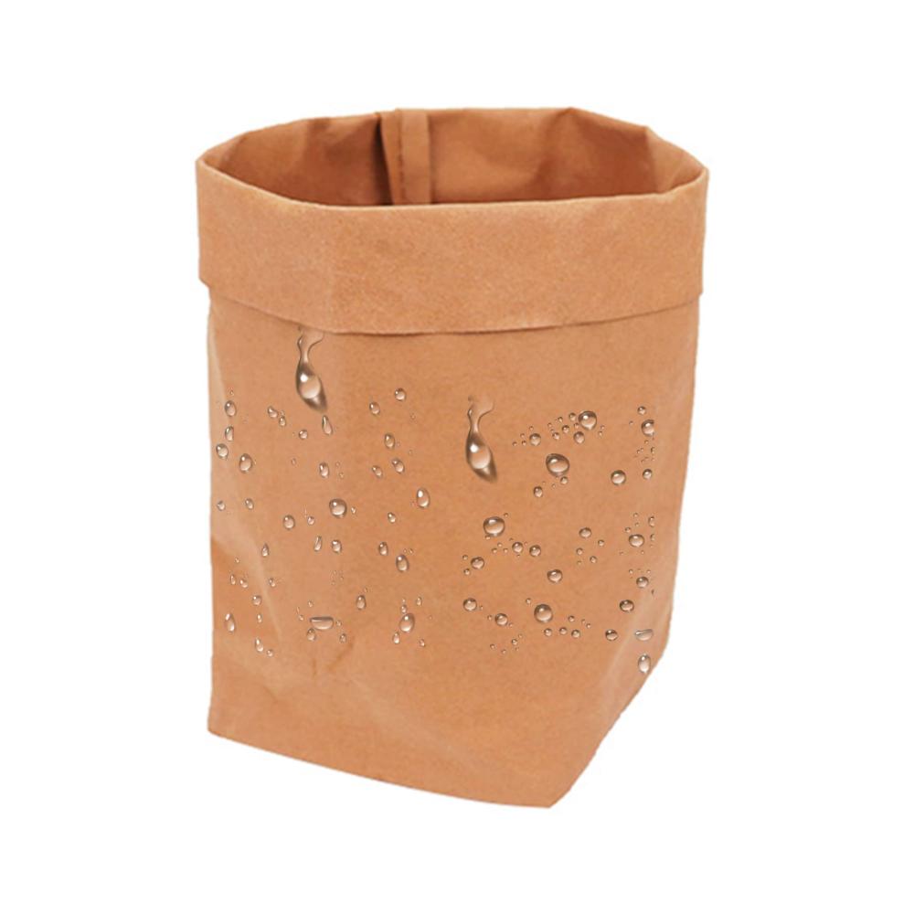 Dekorativer Obstkorb Hochwertiger Kraftpapier-Aufbewahrungskorb mit Lederoptik ideal als Brotkorb Deko-Übertopf und Geschenkbox. Waschbares Papier in