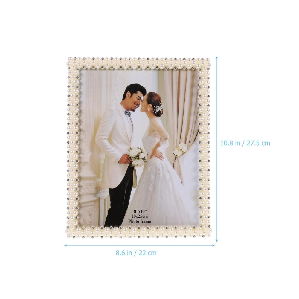 Eleganter Wand- & Tischrahmen Perlen-Bilderrahmen für Hochzeit Geburtstag & Abschlussfeier - Exklusiver Bildhalter als perfektes Fotogeschenk und stilvolles Tischdisplay