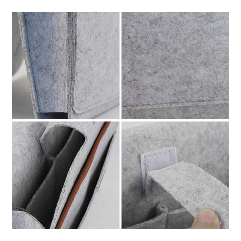 Zeitschriften- & Zeitungshalter Copiel Aufbewahrungstasche für Nachttisch | Platz für Telefon Fernbedienung Brille Buch Pad | Praktischer Bett-Organizer (Grau