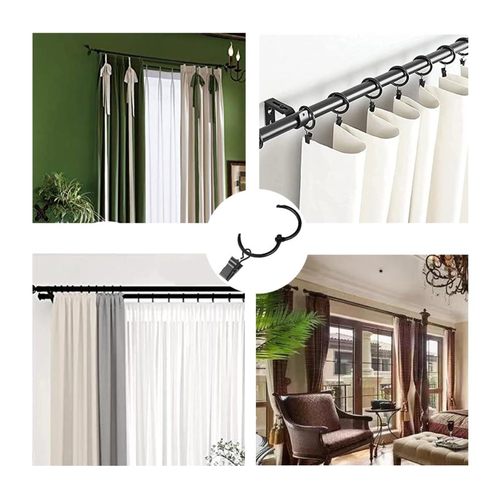 Exklusive Eleganz 50 stylische Vorhangringe mit Klammer Haken - 38 mm Innendurchmesser edles Schwarz - Hochwertige Gardinenklemmen für perfekten Fensters