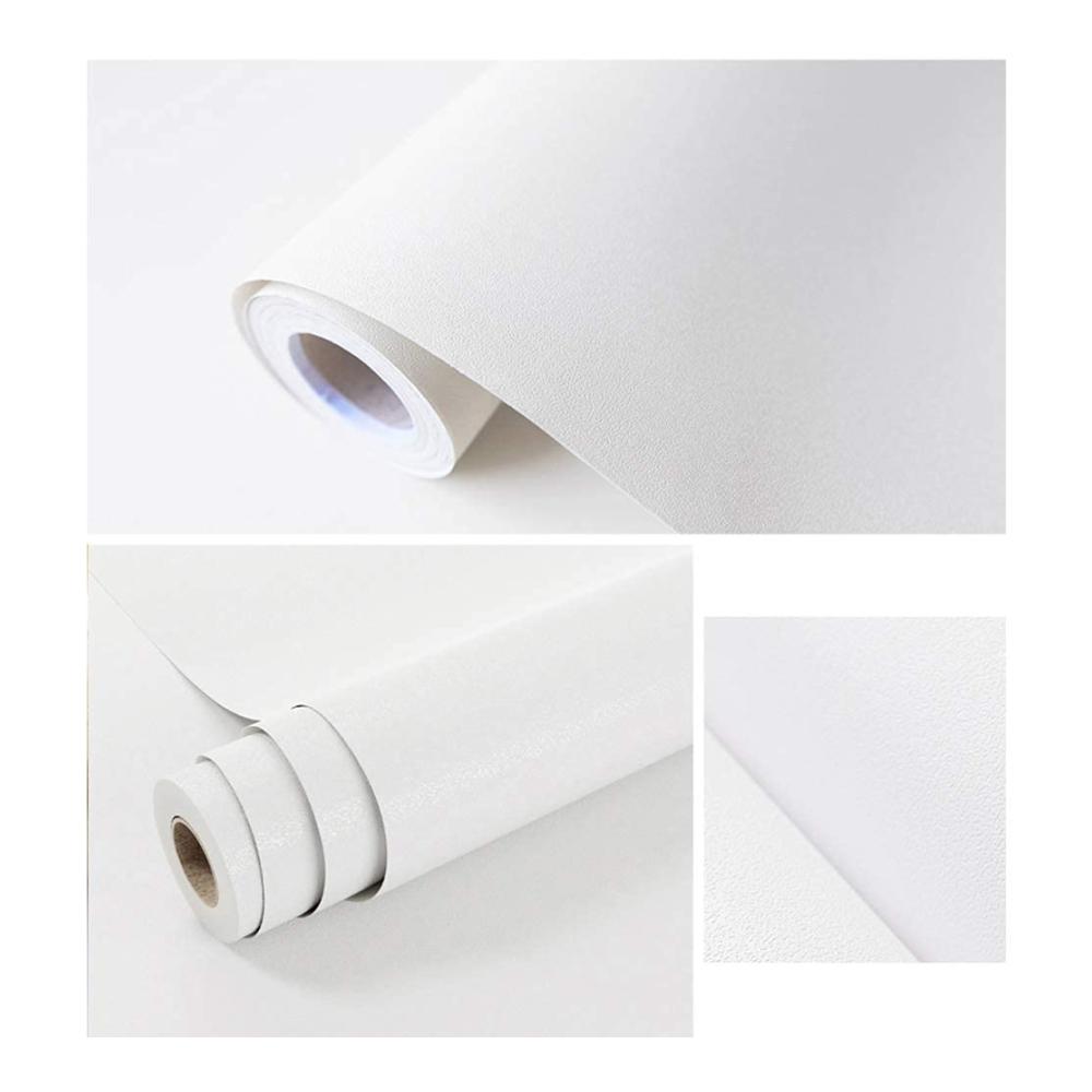 Hochwertige PVC-Folienrolle | Selbstklebendes Retro-Tapeten-Set für Wanddekoration | Wasserdichter Wandaufkleber für Schlafzimmer Wohnzimmer Küche und Bad | Vintage-Stil Uni Weiß