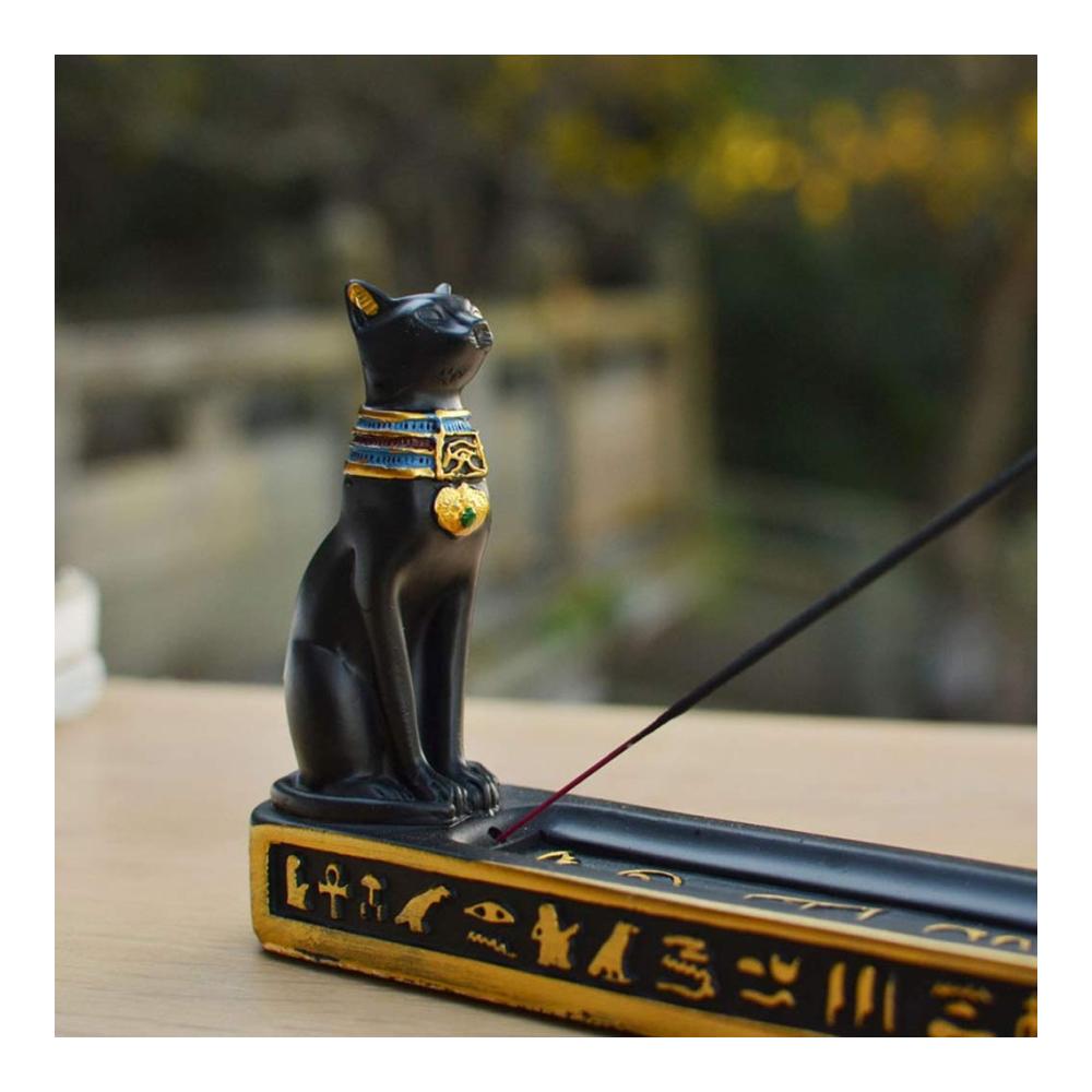 Ägyptische Katze Räucherstäbchenhalter - Handgefertigtes Aromatherapie-Ornament für Innendekoration und Souvenirs - Exquisites Handwerksgeschenk - 94-Zoll-Brenner