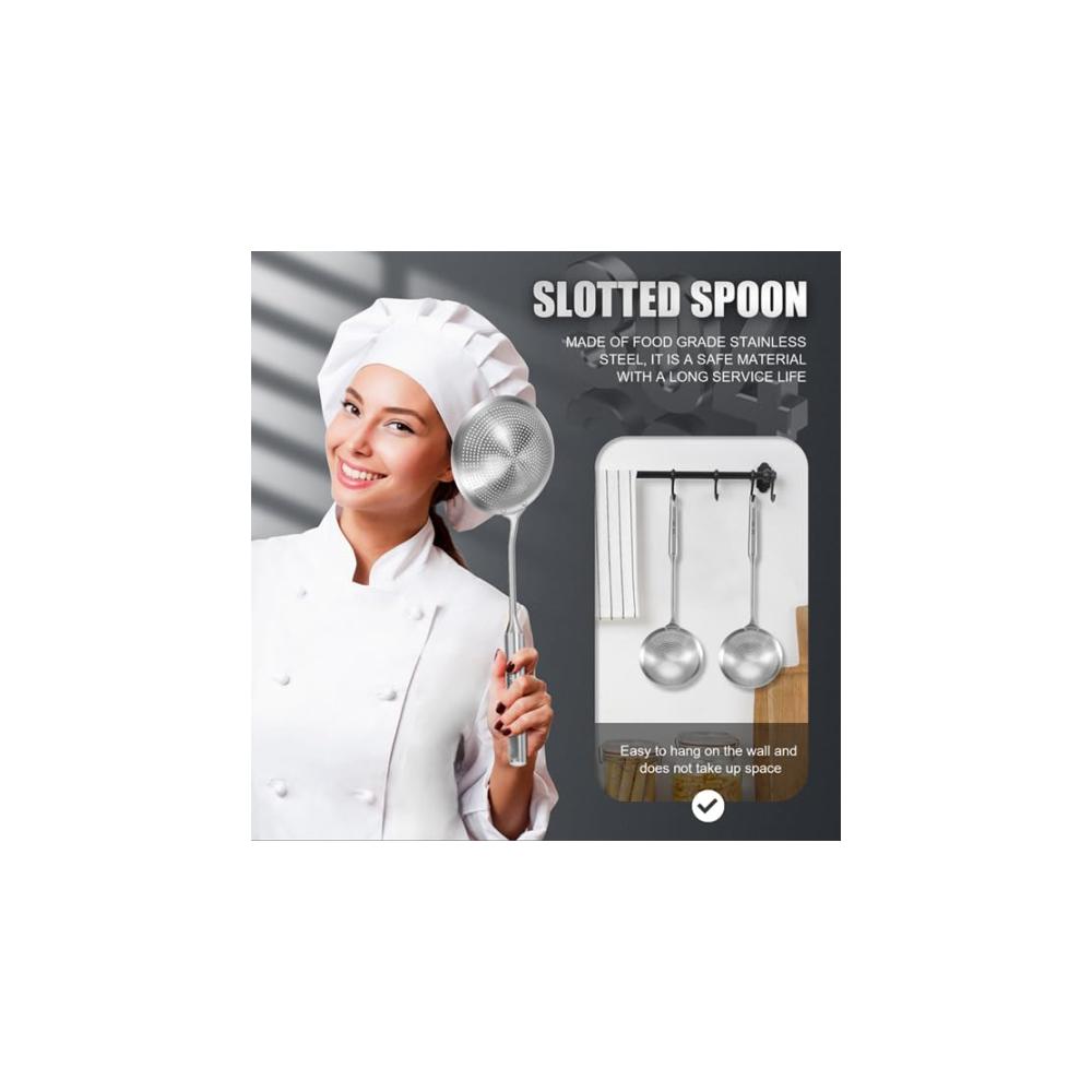 Schaum- & Abseihlöffel Edelstahl 42 * 14cm | Multifunktionale Schöpfkelle für Suppen Nudeln & Frittiertes | Hitzebeständiger Griff | Leicht zu reinigen