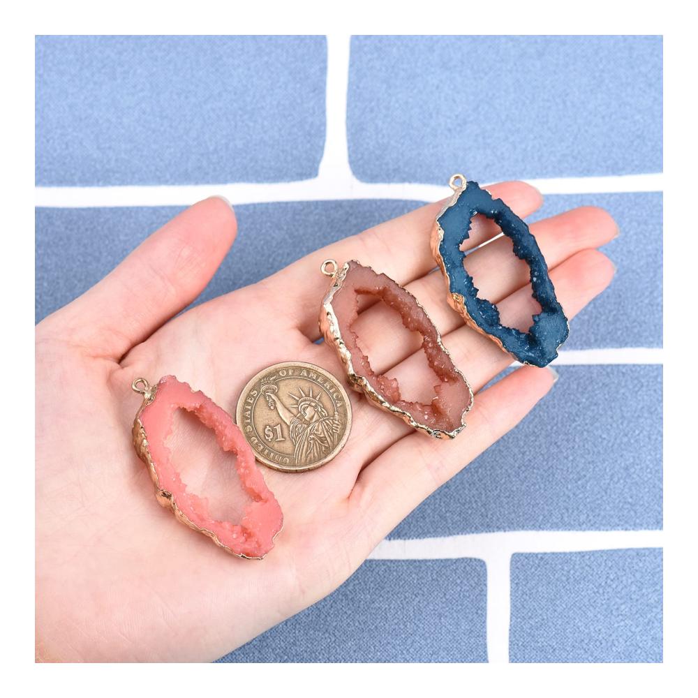 Edler Druzy Achat Harz Schmuckanhänger - Handgefertigter Charm-Anhänger für Eleganz und Stil - Perfekt für DIY-Schmuckprojekte und Geschenke - Einzigartige Accessoires für jede Gelegenheit