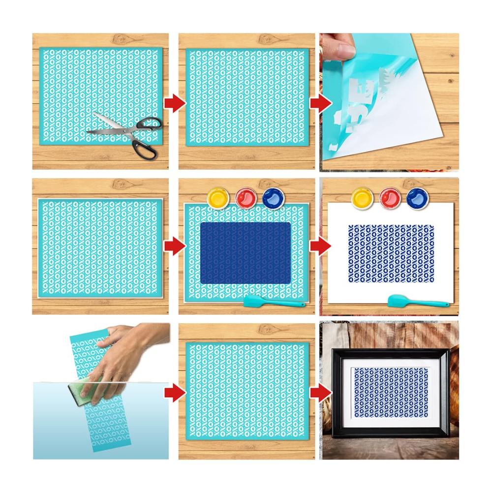 Hochwertige 2er-Pack Siebdruckschablonen mit XOXO-Muster für Kreative - Ideal für Polymerton und mehr! Wiederverwendbare 11x8.5 Netzschablonen für perfekte Typ