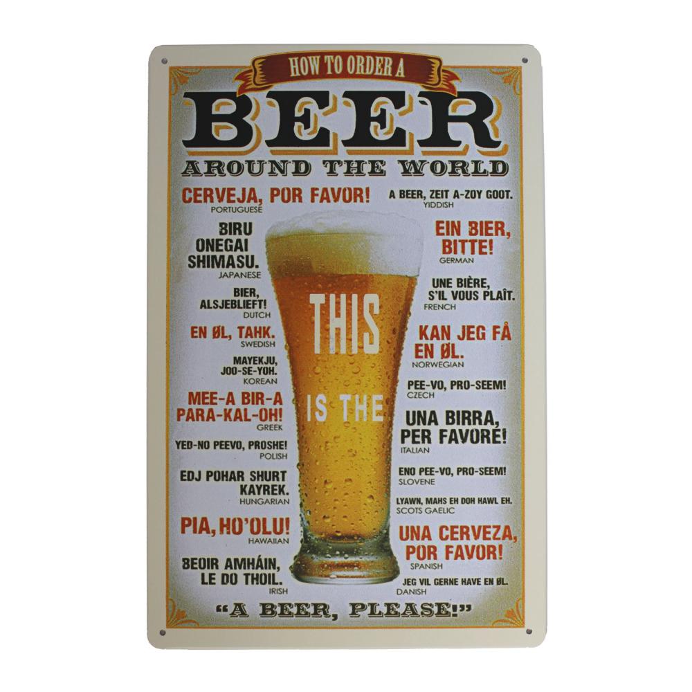 Einzigartiges Vintage-Schild Lustiges Blechschild für Bierliebhaber in Küche Bar & Zuhause | Dekoratives Wand- & Türschild 305 x 203 cm - Beer Around The World Motiv | Stilvolles Wohnaccessoire & Deko für Pub-Atmosphäre