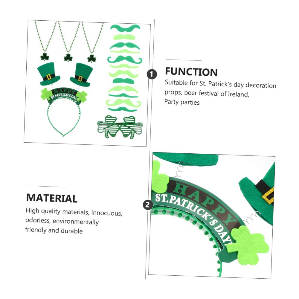 ABOOFAN 6 Stück Irisches Ornament St Patrick Day Stirnband St Patrick Day Stirnband St Patrick Day Partyzubehör Kreative Kostüm Requisiten Kette Mit Anhänger Hutzubehör für Partyfotoautomat Zubehör
