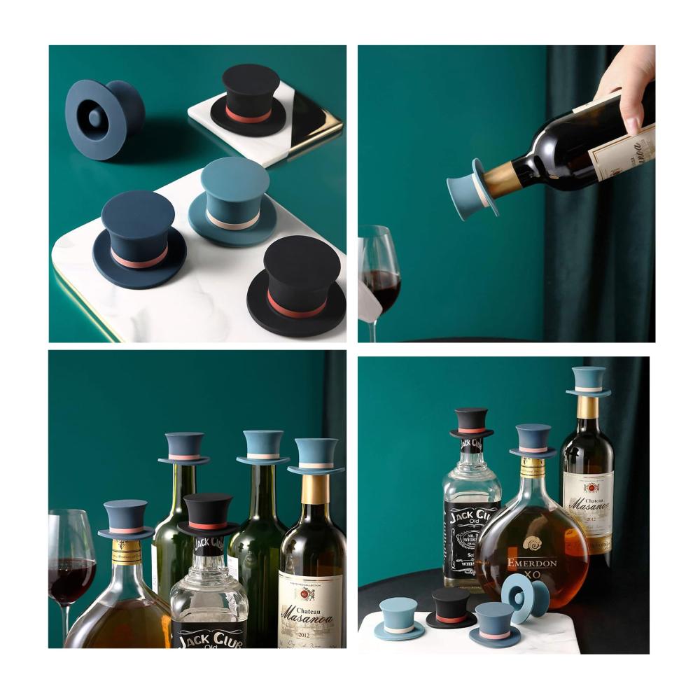 Entdecken Sie den Zauberhut 3er-Set Silikon Weinflaschenverschlüsse & Ausgießer - Halten Sie Wein Sekt & mehr frisch - Wiederverwendbar & luftdicht - Perfekt für Champagnerliebhaber & Biergenießer