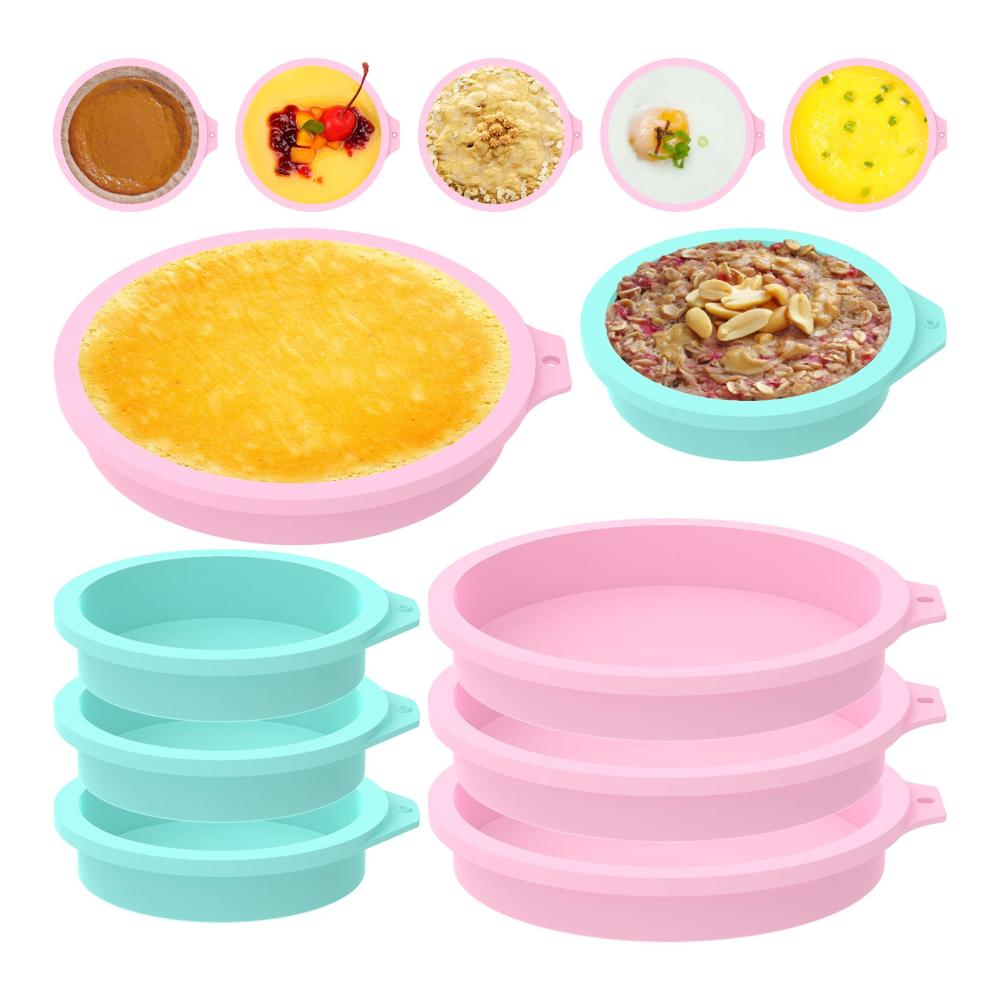 Silikon Backformset 8-teiliges Rund Kuchenformen-Set (10cm und 15cm) - Antihaft & BPA-frei - Perfekt für Heißluftfritteuse und Backofen - Backspaß gar